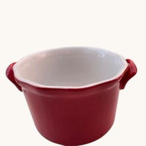 BIA Cordon Bleu Red Ceramic Ramekin Mini Cocotte with Handles Oven Safe 4.5 Inch